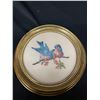 Image 2 : Lot of 2 Round Framed Lovely Embroidered Bird Pictures