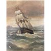 Image 4 : Very Nice 19th Century 33' X 28" Framed Painting of Ships at Sea