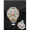 Image 2 : Nice Numbered Lidded Vase with Dog On Top. Has Colorful Flowers 16.5" H x 9.5"W