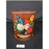 Image 1 : Vintage 13" Tall Wooden Handpainted Trash Basket