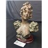 Image 2 : Very Nice 8.5" T Spelter Bust of A Woman with a Wooden Base