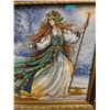 Image 2 : Very Nice 18" x 16" Gold Framed Counted Cross Stitch " Woodland Enchantress"