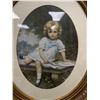 Image 2 : Vintage Oval Print of Child on Bench in Gold Flower Frame 20" h x 23" w