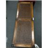 Image 2 : Vintage Solid Wood Coffee Table with Wicker Top and Spiral Wood Rails 18" w x 48" L x 18" H