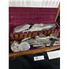 Image 2 : Nice Vintage Wooden Cutlery Box 19" W x 11.5"  Filled with Miscellaneous Silverware Some Pieces Ste