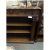 Image 2 : Antique Cabinet Bookshelf with Beautiful Woodwork and Handcarved Door. With Great Detail 57" w x 12.