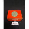 Image 1 : Vintage 5" W Asian Trinket Box with Jade Insert On Top.