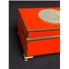 Image 4 : Vintage 5" W Asian Trinket Box with Jade Insert On Top.