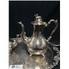 Image 2 : High Quality Silver Plated Tray and 2 Lidded Teapots. Tray is 27" W Great Detail