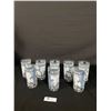 Image 1 : Lot of 8 Vintage AH Blue Grapevine Jasperware/JeanetteTumbler Glasses