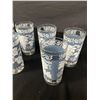 Image 2 : Lot of 8 Vintage AH Blue Grapevine Jasperware/JeanetteTumbler Glasses