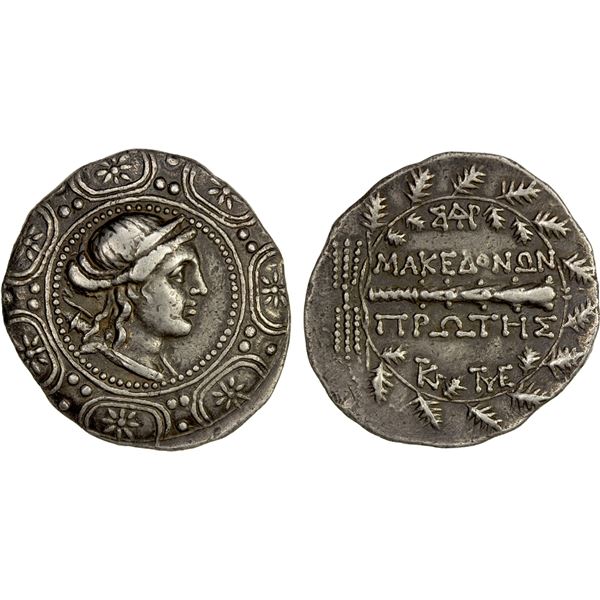 MACEDON (ROMAN): First Meris, AR tetradrachm (16.85g), Amphipolis, ca. 167-149 BC, VF