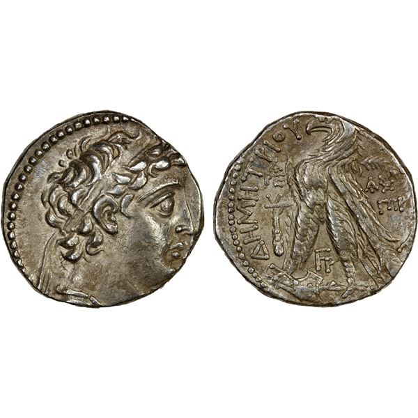 SELEUKID KINGDOM: Demetrios II, second reign, 129-125 BC, AR tetradrachm (14.22g), Tyre, SE 183 BC (