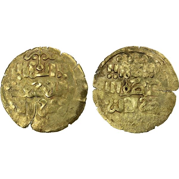 GREAT MONGOLS: Anonymous, ca. 1220s-1240s, AV dinar (3.55g), Otrar, ND, EF