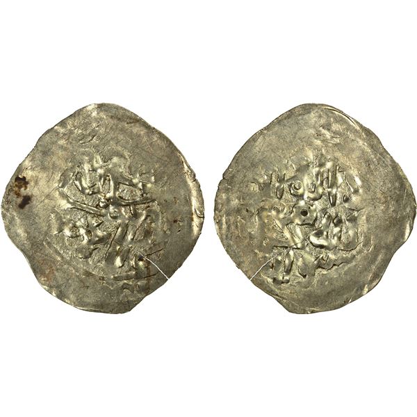 ILKHAN: Anonymous Qa'an al-'Adil, ca. 1260s/1270s, pale AV dinar (2.56g), NM, ND, crude EF