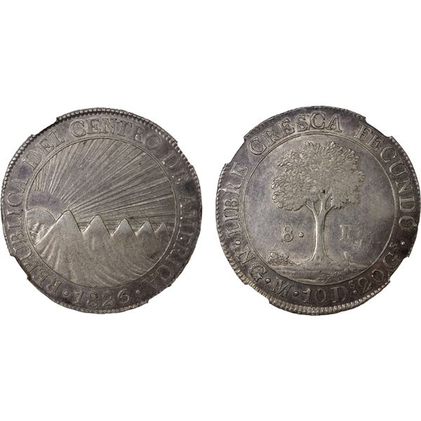 CENTRAL AMERICAN REPUBLIC: AR 8 reales, NG mint, 1826-NG, NGC AU53