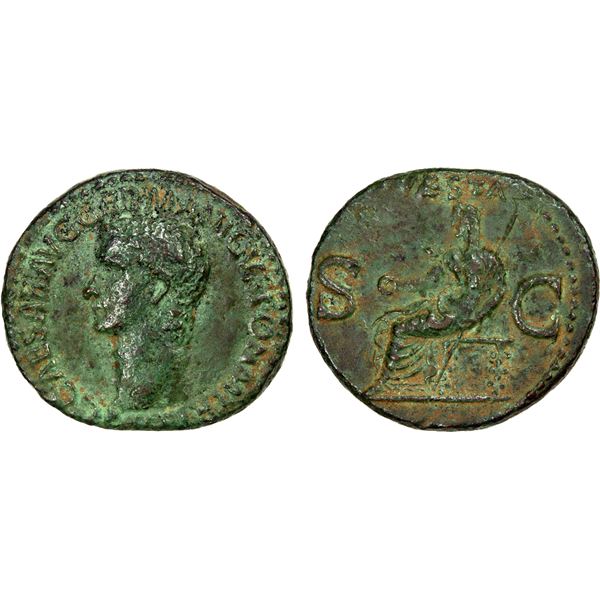 ROMAN EMPIRE: Caligula, 37-41 AD, AE as (12.13g), Rome, 37-38 AD, VF