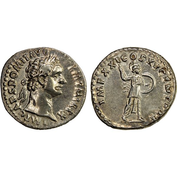 ROMAN EMPIRE: Domitian, 81-96 AD, AR denarius (3.29g), Rome, 90-91 AD, Choice VF