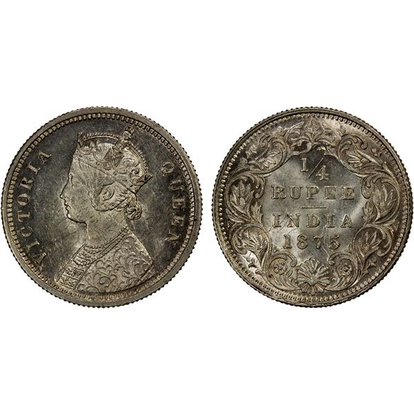 BRITISH INDIA: AR ¼ rupee, 1875(c), Unc