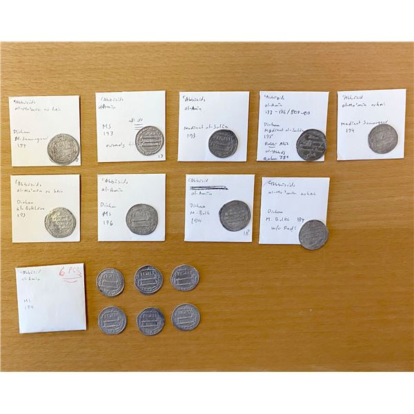 ABBASID: al-Amin, 809-813, LOT of 15 silver dirhams