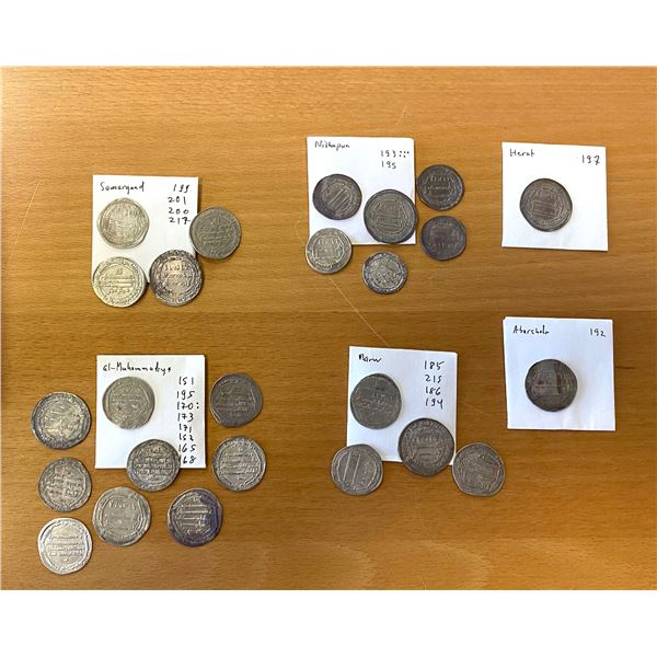 ABBASID: LOT of 25 silver dirhams