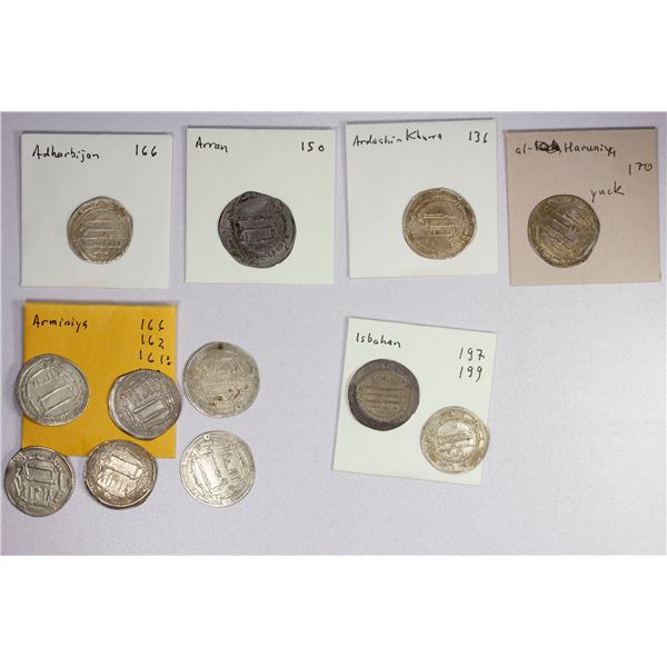 ABBASID: LOT of 12 silver dirhams
