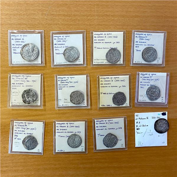 UMAYYAD OF SPAIN: al-Hakam II, 961-976, LOT of 12 silver dirhams