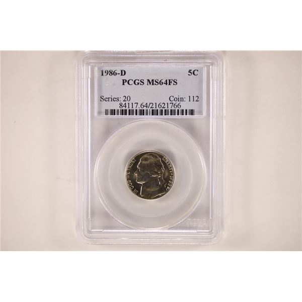 1986-D JEFFERSON NICKEL PCGS MS64FS