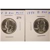 Image 1 : 2-1958 WASHINGTON SILVER QUARTERS BRILLIANT UNC