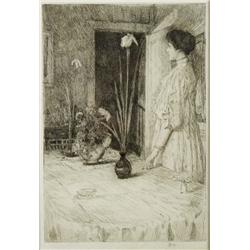 Childe Hassam (American, 1859-1935) The Breakfast Room, Etching.