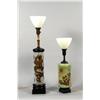 Image 1 : Two Retro Glass Table Lamps Each with Asian Painted Decoration.