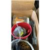 Image 8 : 2 BOXES OF TOOLS, SHOP SUPPLIES, HARDWARE