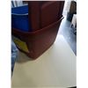 Image 8 : BOX OF PARTS ORGANIZERS WITH CONTENTS, TOOLS AND 2 TOTES WITH LIDS