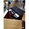 Image 8 : BOX OF HEATER, SUNGLASSES, CAN OPENER, FAN, HAIR STYLING TOOLS