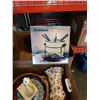 Image 8 : 3 BOXES OF DECORATIVE ITEMS, VASE, MID CENTURY 3 TIER DISH, FONDUE SET AND COLLECTOR DOLLS
