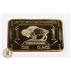 Image 1 : 100 MILS .999 FINE GOLD CLAD 1 TROY OUNCE BAR