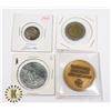 Image 1 : BUNDLE OF 4  ASSORTED TOKENS AND FOREIGN CURRENCY