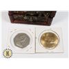 Image 2 : SMALL TREASURE CHEST WITH TWO ENGLAND COINS