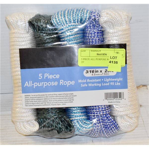 5 PIECE ALL PURPOSE ROPE 3/16