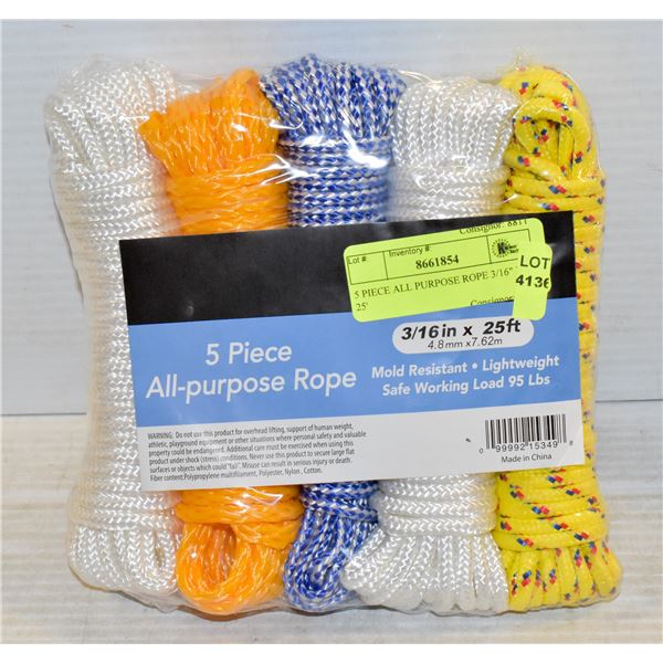 5 PIECE ALL PURPOSE ROPE 3/16