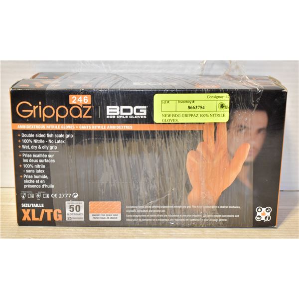 NEW BDG GRIPPAZ 100% NITRILE GLOVES.