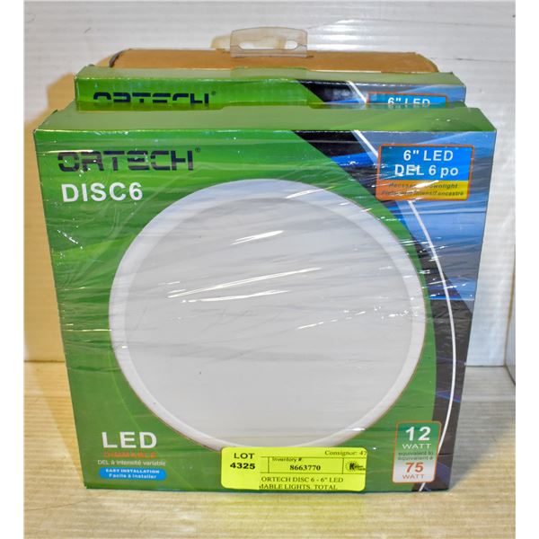 NEW ORTECH DISC 6 - 6" LED DIMMABLE LIGHTS. TOTAL