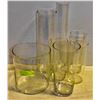 ASSORTMENT OF 7 GLASS VASES- VARIOUS SIZES