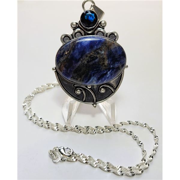 26)  NATURAL BLUE SODALITE WITH SWISS BLUE TOPAZ