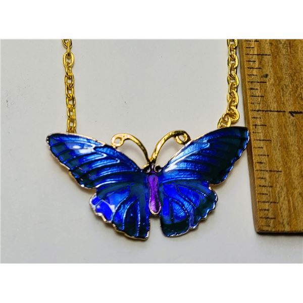 10)  GOLD TONE WITH BLUE AND PURPLE ENAMEL