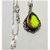 Image 1 : 25)  PEAR SHAPED RAINBOW TOPAZ PENDANT SET IN