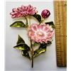 Image 1 : 17)  GOLD TONE WITH GREEN, PINK & ROSE TONE ENAMEL