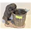 Image 1 : DOG+PAIL GARDEN SCULPTURE WITH BLUEBIRD