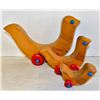 Image 1 : SET OF 3 WOODEN BIRDS ON WHEELS - ONE NEEDS REPAIR