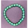 Image 1 : #78-NATURAL GREEN AGATE BEAD BRACELET 8MM/7.8